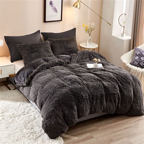 fluffy black comforter set queen|thick fluffy comforter sets.